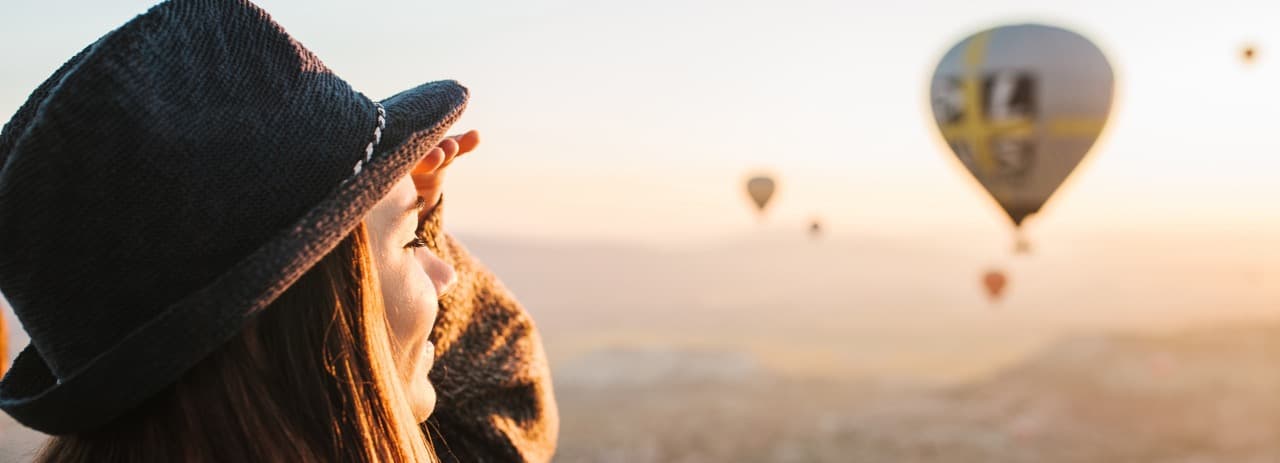 Hot air balloons over Göreme at sunrise