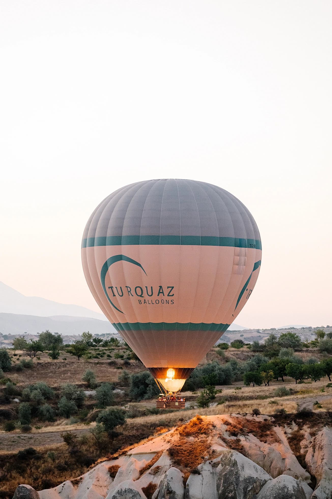 Turquaz balloon in flight over Göreme